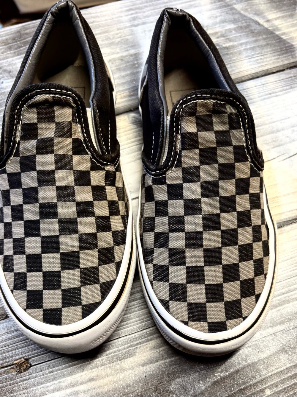 Vans black and white checkerboard slip-on sneakers Womens 5 good condition